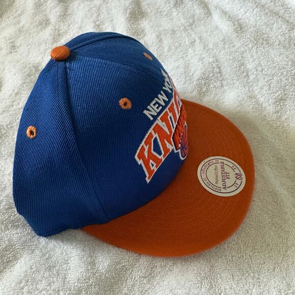 Mitchell & Ness New York Knicks Two-Tone Snapback Hat Basketball Blue Orange NEW - Picture 2 of 10